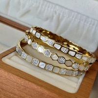 Bracelet tendance pour femme, en acier inoxydable massif, plaqué or 18 carats, anti-ternissement, avec zircon en forme de losange et de serpent