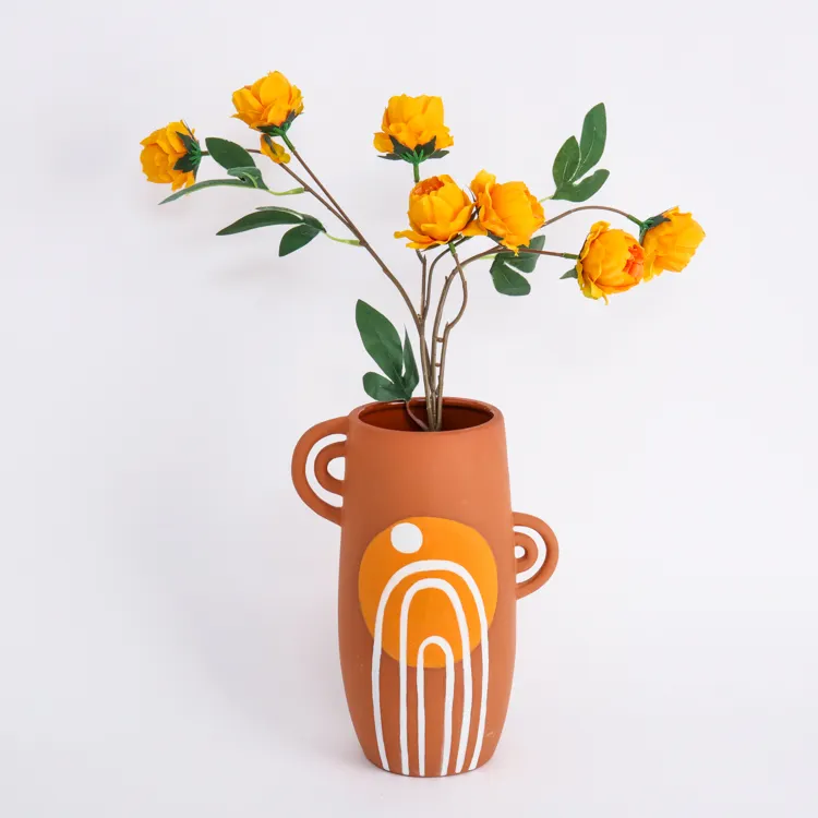 EAGLEGIFTS – Vase de fleurs en poterie peint à la main de style nordique rustique, décoration de bureau, maison, Table à manger, conteneur de fleurs