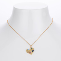 Colliers pendentifs en argent sterling S925 plaqué or 18 carats, hypoallergéniques, en forme de cœur, avec zircon coloré, pour petites boutiques en gros