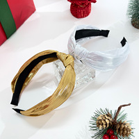 Bandeau turban à nœud croisé, bandeaux larges à paillettes métalliques, accessoires de cheveux en tissu noué pour Noël et les fêtes