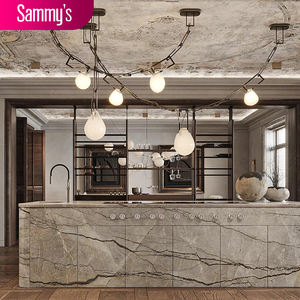 Gabinetes de Cocina Modulares Franceses Personalizados de Lujo Prefabricados en Melamina Laminada con Vidrio, <span class=keywords><strong>Isla</strong></span> de Cocina, Alacena, Gabinetes de Cocina Chinos - Product Image 2