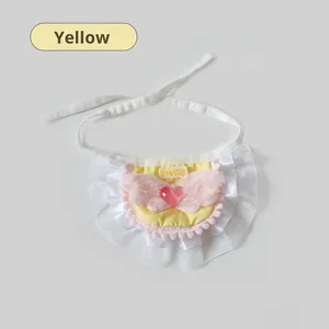 Bavoirs en dentelle pour animaux de compagnie de la série Forest Elf pour <span class=keywords><strong>chats</strong></span> et chiens, écharpe demi-cou, accessoires mignons en fibre de polyester <span class=keywords><strong>avec</strong></span> nœud et volants - Product Image 3