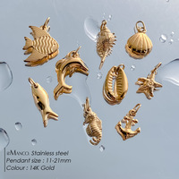 Breloques en acier inoxydable EManco pour la fabrication de bijoux, thème animaux marins pour enfants : coquillages, queues de poissons, hippocampes japonicus