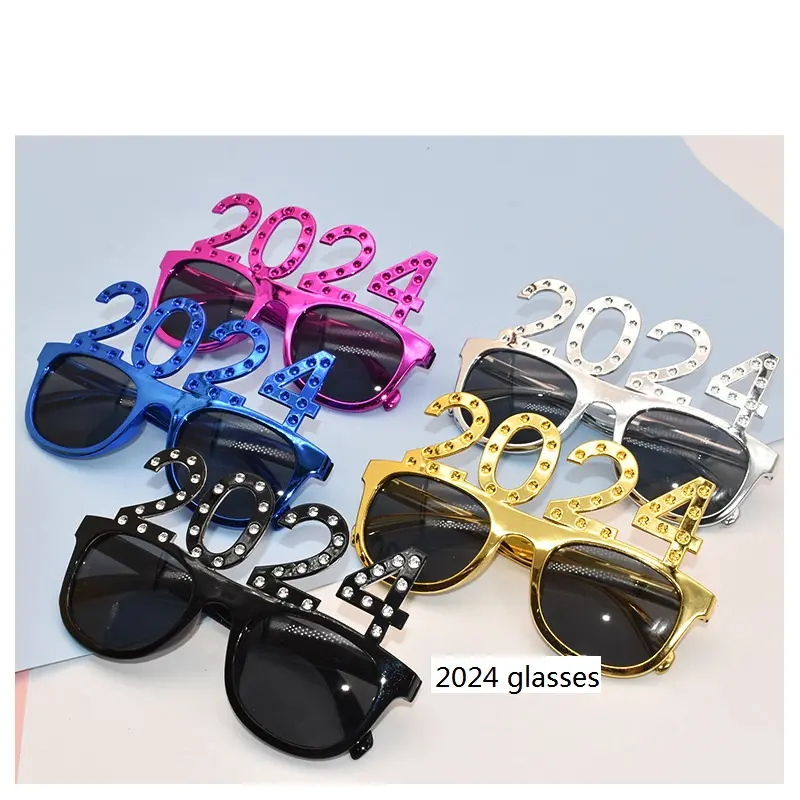 New arrival Yiwu Wholesale women men Cheap Plastic frame gift glasses Crazy Funny Various 2024 number party glasses