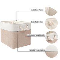 Panier de rangement carré nordique simple de haute qualité, unité de rangement extensible, boîte avec poignées, tissu empilable, rangement pour vêtements