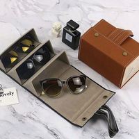 Nouveauté 2021, étui à lunettes pliable en cuir PU à 2/3/4/5/6 emplacements, boîte de rangement pour lunettes de soleil