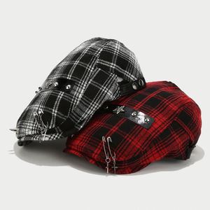 Korean Version of Personality Fashion Metal Rivets Pins Berets Hat Men Women Street Hip Hop Ivy Hats - Product Image 2