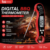 Thermomètre numérique rapide pour la viande, thermomètre alimentaire à lecture instantanée, thermomètre étanche pour barbecue, fumoir et grill, rouge