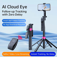 Nouveau SS2 AI 360 degrés rotatif portable Selfie Stick trépied 63 "vidéo en direct Streaming au sol 1/4 Interface quadrilatère