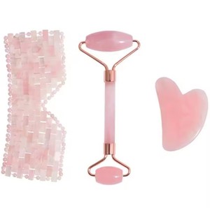 Pink Green Blue White Black Purple Red Grey <strong>Stone</strong> Face Roller Gua Sha Set Rose Quartz <strong>Jade</strong> Guasha Facial Skin Care Massage Tool - Product Image 1