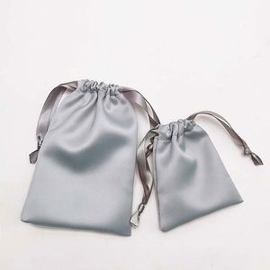 Sac à cordon personnalisé en satin de soie noir, rose doré, rose, blanc, grand format, avec logo, pour cadeaux - Product Image 3