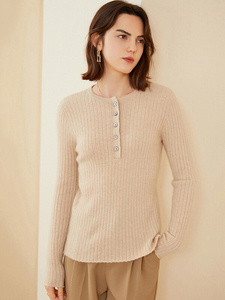 Áo len cashmere dệt kim dáng ôm, thiết kế cardigan nửa thân, tay dài, màu trơn, chất liệu cashmere dọc, dành cho nữ - Product Image 3