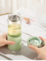 Tasse en verre usage domestique thé isolé anti-chaud verre poignée portable verre pour la maison voyage bureau