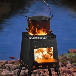 Camping barbacoa plataforma para quemar al aire libre plegable portátil de acero inoxidable estufa de leña utensilios de cocina al aire libre a prueba de viento - Product Image 1