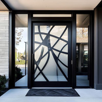 Porte en verre avec cadre en acier sur mesure, verre décoratif à motifs en plomb pour entrée intérieure
