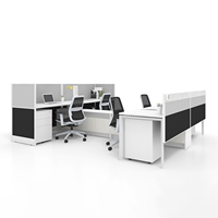 Cabine de bureau en forme de L divisée en bois Station de travail Pod bureau mobilier de bureau centre d'appel poste de travail privé pour 4 6 8 personnes