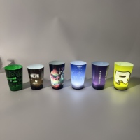 Gobelet LED personnalisé pour décorations de fête, impression par transfert thermique, gobelet rouge lumineux, fonctions clignotantes pour boissons alcoolisées