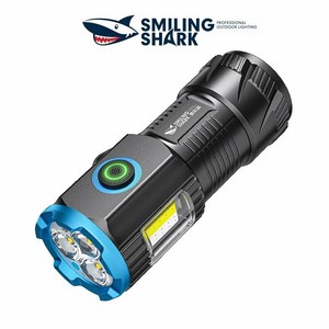 Smiling Shark Led <b>Flashlight</b> <b>Rechargeable</b> Aluminum Alloy Outdoor Camping Lighting With Dimmer Feature - Product Image 1