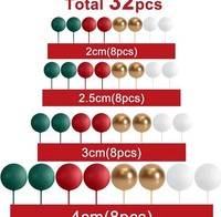 Vente en Gros 32 Pièces Boules en Fausse Mousse Colorées Décorations de Gâteaux pour Noël Anniversaire Baby Shower Thème Fête Topper de Gâteau