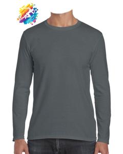 เสื้อยืดผู้ชายแบบเรียบสีพื้นพร้อมลายสก็อตแบบกำหนดเอง ผ้าฝ้าย 100% แขนยาว เป็นมิตรกับสิ่งแวดล้อม - Product Image 5