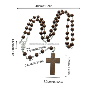 A buon mercato 6*7mm rosario marrone scuro vergine maria rosari perline di legno religioso cattolico collana croce bianca ciondolo in magazzino - Product Image 3