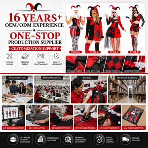 Costume da <span class=keywords><strong>Harley</strong></span> <span class=keywords><strong>Quinn</strong></span> 2026, Vestito Rosso Nero e Bianco, Sexy Abito da Clown per Halloween, Costumi per Donne - Product Image 6
