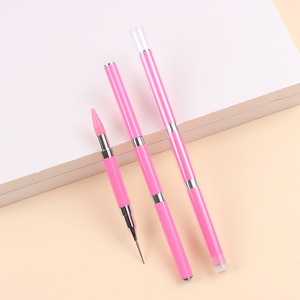Destly New Double <span class=keywords><strong>Head</strong></span> Nail Art Pen Colorido Acrílico Mango Rainbow <span class=keywords><strong>Diamond</strong></span> Crayones Liner Hair Shape Dotting Pen para Nail Art - Product Image 1