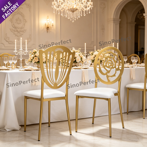 Produttore nuovo <span class=keywords><strong>Design</strong></span> oro bianco metallo impilabile matrimonio evento Phoenix sedia con cuscino per il noleggio - Product Image 1