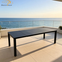 Table à manger rectangulaire moderne d'extérieur avec extension rotative pour villa, terrasse, balcon