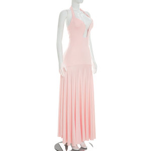 Viviblook C26DS202 Vestidos de Verano para Mujer, Nuevo Vestido Largo Informal Elegante de Color Sólido, Sin Mangas, con Espalda Descubierta, Ajustado, para la Noche - Product Image 2
