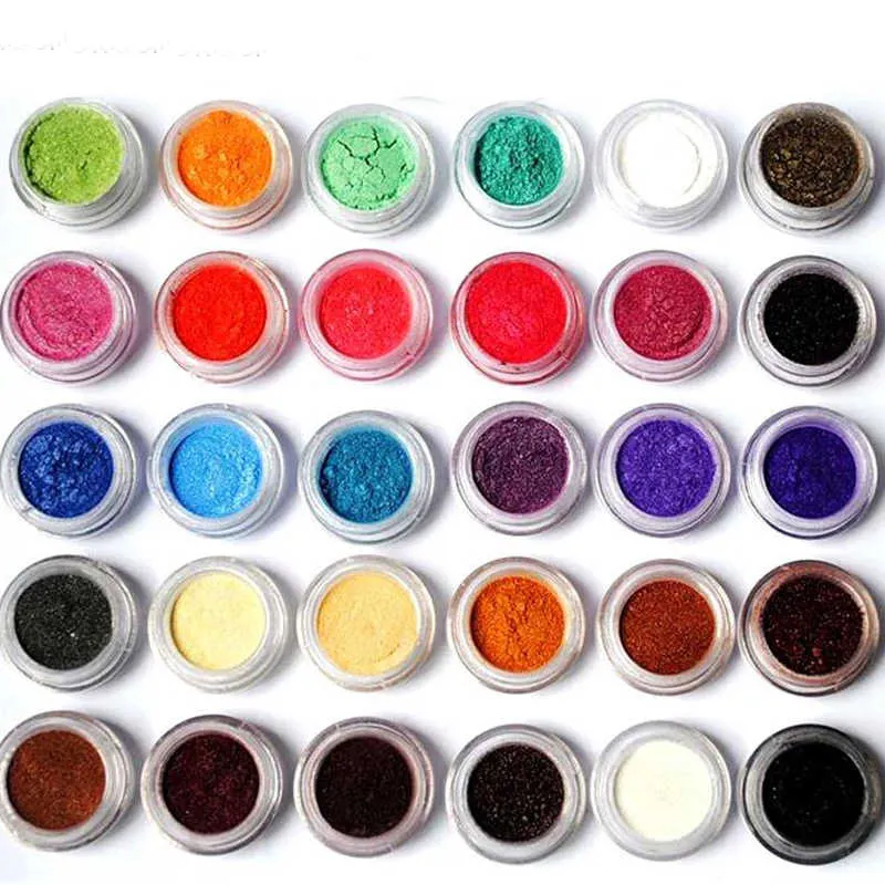 Pigmento perlado para sombra de ojos, polvo de Mica hermoso de grado cosmético, 16 colores, venta al por mayor, resina epoxi