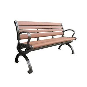 In stock 1.5M outside park metal Camphor wooden bench seats public chair bench outdoor garden patio wood seating bench with back