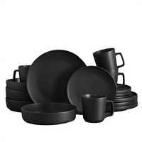 LOMATO Ensemble de vaisselle en mélamine fine européenne de 16 pièces, kit de tasses, écologique, réutilisable, durable, motif paysager classique, compatible micro-ondes