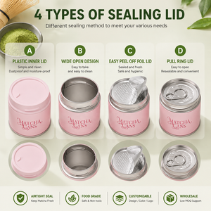 Boîte en fer blanc ronde vide de 30g 50g pour poudre de thé matcha, scellée avec couvercle à vis hermétique, emballage alimentaire de qualité alimentaire, logo personnalisé - Vente chaude - Product Image 4