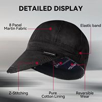 Casquette de soudage réversible ARCCAPTAIN avec bande élastique rétractable, design à 8 panneaux, coton ignifuge 10 oz, noir, convient aux hommes/femmes, 7 3/4