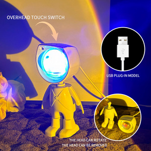 USB充電式LEDロボットサンセットプロジェクターランプ ミニタッチコントロール パーティー リビングルーム 寝室装飾 モダンデザイン ABS - Product Image 4