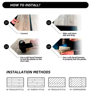 Pisos SPC de vinilo de PVC con sistema de clic, de núcleo rígido flotante, de compuesto de piedra y plástico, tamaño recortable DIY - Product Image 5