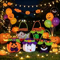 Sac à bonbons d'Halloween amusant en peluche, seau à bonbons citrouille portable pour enfants, accessoires de décoration de fête, panier de rangement stérile