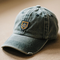 Gorra de béisbol estilo papá de mezclilla vintage lavada y desgastada de 6 paneles sin estructura, estilo urbano deportivo, con logo bordado de letras común