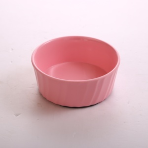 Candy Color Vertical Strip Pet Bowl Anti Slip Plastic Round Pet Feeder Bowl Durable Food Water Dish for Puppy Kitten - Product Image 2