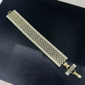 Bracciale largo 2,5 cm placcato oro 18 carati, design di lusso con zirconi cubici, bracciali grandi per gioielli da sposa - Product Image 3