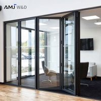 Pintu Lipat Akordeon Aluminium Kaca Kedap Suara dengan Thermal Break untuk Workshop Dampak Badai