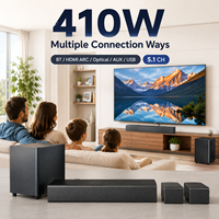 Système de son surround 5.1 canaux, barre de son 410W avec caisson de basses sans fil, DSP, BT 5.3 et EARC pour TV