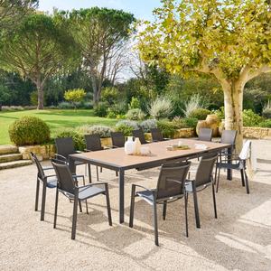 Meubles de jardin de luxe, <span class=keywords><strong>table</strong></span> extensible en <span class=keywords><strong>aluminium</strong></span>, plateau en teck, <span class=keywords><strong>table</strong></span> de salle à manger de restaurant en plein air pour <span class=keywords><strong>10</strong></span> <span class=keywords><strong>personnes</strong></span> - Product Image 1