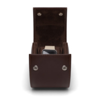 Étui de voyage pour montre en cuir PU marron de haute qualité, boîte à montre individuelle avec doublure en daim et fermeture à bouton-pression, idéal comme cadeau pour hommes d'affaires