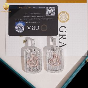 Neues Design Fire Dog Tag Anhänger 925 Sterling Silber VVS Moissan ite Custom Iced Out Zwei Stile Diamond Herren Anhänger - Product Image 4