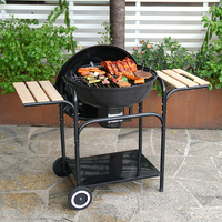Grand chariot de jardin Barbecue Bouilloire Grill Outdoor Portable Charcoal Bbq Kettle Grill with Two Side Table