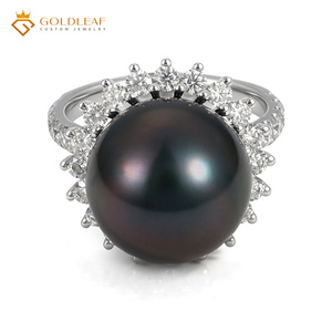 Anillo Clásico de Compromiso, Boda y Fiesta Goldleaf IGI de Oro de 18K con Perla Natural y Moissanita para Unisex - Product Image 1