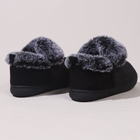 Chaussons unisexe en feutre et fausse daim, couleur bordeaux, chauds pour l'automne et l'hiver, avec col en laine, sans talon, doublure en peluche et semelle EVA, vente en gros