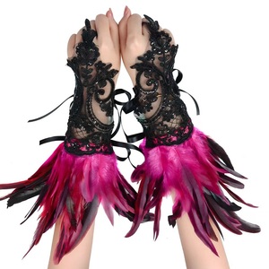 Gants à doigts en dentelle et plumes, accessoires de costume de fête masquée, vente chaude - Product Image 6